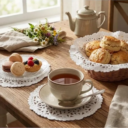 Miniatura 6 de 100 tapetes de encaje de papel blanco, redondos de 5 pulgadas, gruesos y resistentes, fabricados en Canadá, ideal para servir pasteles y postres