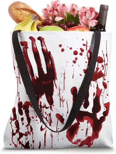 Miniatura 4 de Bolsa de mano blanca sangrienta con estampado de mano de sangre roja para Halloween