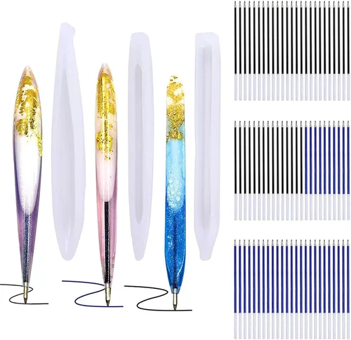 Miniatura 8 de JANYUN 3 piezas de moldes de resina con forma de bolígrafo, moldes de silicona para bolígrafos, moldes de resina epoxi, moldes de fundición