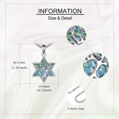 Miniatura 23 de ONEFINITY Collar de plata de ley 925 con diseño de árbol de la vida con colgante de nudo celta de concha de abulón para mujer