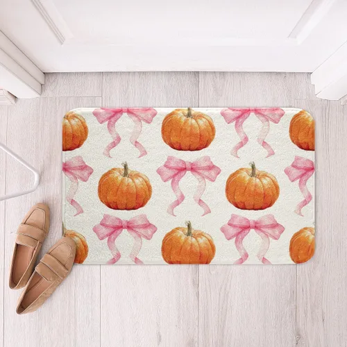 Miniatura 13 de Erosebridal Thanksgiving Turkey Bathroom Rugs - Fall Leaves Pumpkin Bath Mat for Kids Adults, Vintage Autumn Harvest Door Mat 16 x 24 Inch Rustic