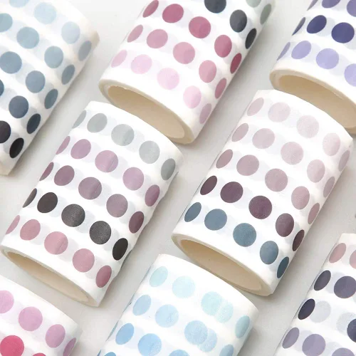Miniatura 7 de YUBBAEX Morandi Cinta Washi de Puntos de 5/16" Pegatinas Redondas 1250 Puntos Adhesivos para Bullet Journal Planificador Scrapbooking 2 3/8" x 10