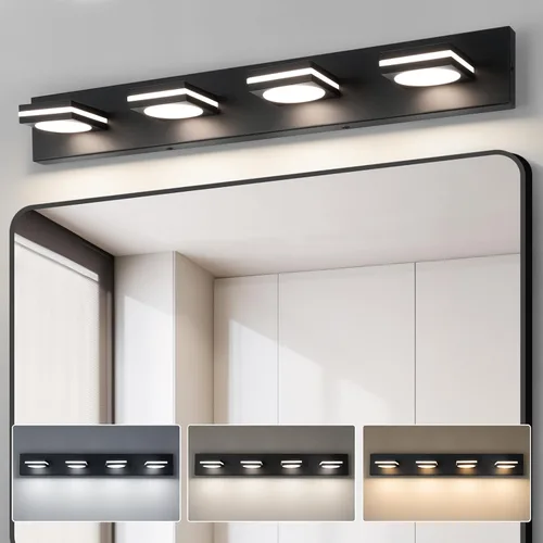 Miniatura 12 de OKELI Lámpara LED de tocador de baño de 3 luces, accesorios de iluminación de pared de baño modernos dorados sobre espejo (3CCT, 3000K-6000K)