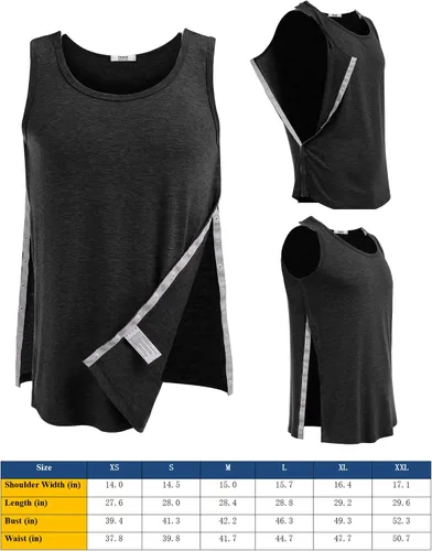 Miniatura 5 de Deyeek Camisetas sin mangas unisex con acceso completo a presión para hombres y mujeres, camisetas de recuperación de hombro para después