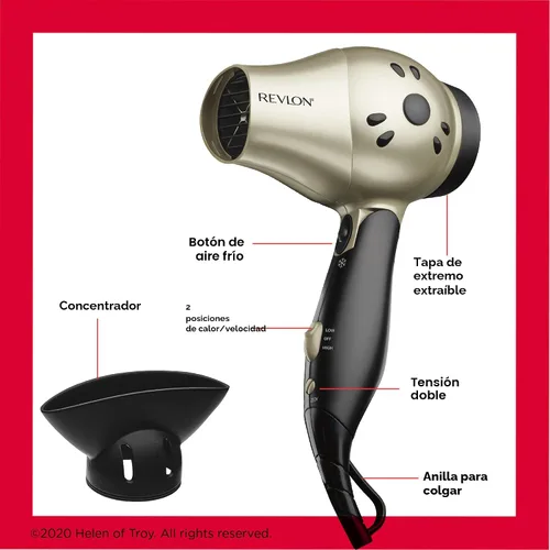 Miniatura 5 de REVLON 1875W Secador de pelo compacto con mango plegable Ideal para viajes