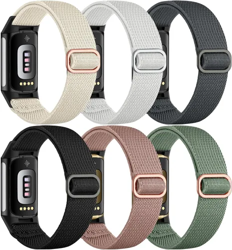 Maledan Correa deportiva compatible con Fitbit Charge 5 bandas/Fitbit Charge 6 bandas para mujeres y hombres, correa de nailon tejida suave y