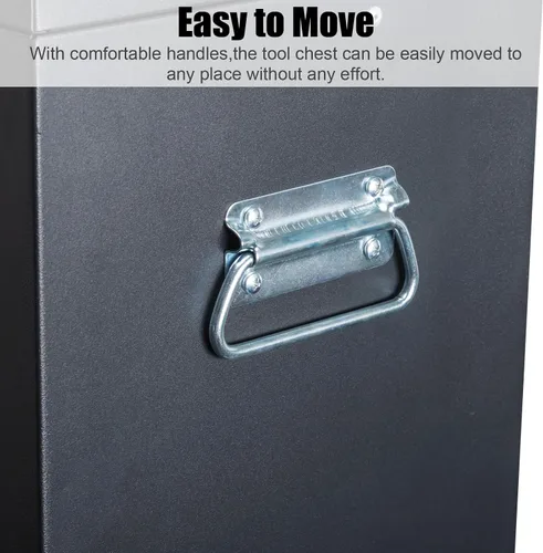 Miniatura 7 de Caja de herramientas de metal, caja de herramientas con 5 cajones y bandeja de almacenamiento superior con cerradura de seguridad y asa, gabinete