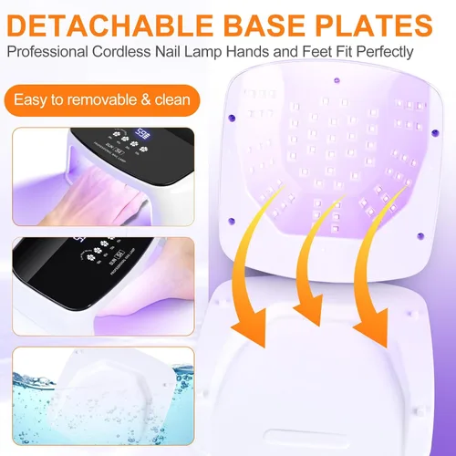 Miniatura 5 de Lámpara de uñas UV, 288 W, 8 horas, súper duradera, 15600 mAh, profesional, inalámbrica, lámpara LED UV para uñas, 66 cuentas de lámpara con sensor
