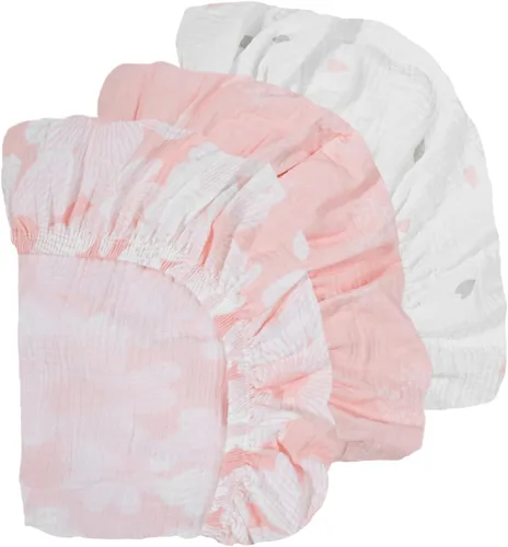 Miniatura 8 de Gllquen Baby Paquete de 3 sábanas de muselina para moisés, transpirable, elástica, acogedora, de algodón, para bebé, niño y niña, apta para sábanas