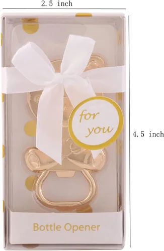 Miniatura 3 de Paquete de 15 abridores de botellas de oso para recuerdos de baby shower, abridor de cerveza de metal para invitados, recuerdos de fiesta, Blanco