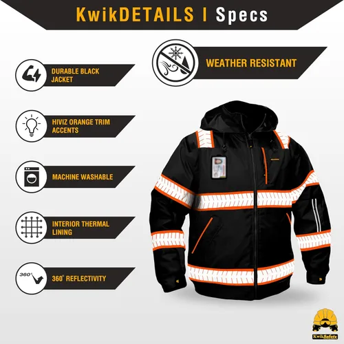 Miniatura 4 de KwikSafety Chaquetas reflectantes Bombarderos de trabajo de alta visibilidad aislados para hombre Amarillo, Naranja, Multicolor