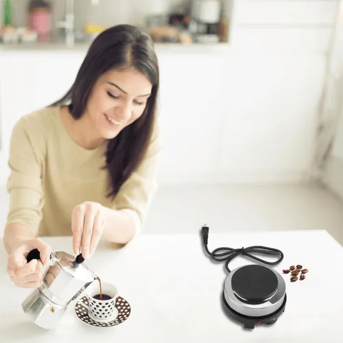 Miniatura 3 de Tiiyee pequeña placa caliente de la placa caliente, 500W caliente placa eléctrica Moka Pot 110V Single Burner Portable Stove Cooktop Coffee Heater
