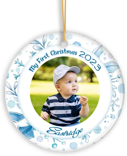 Adornos de Navidad personalizados con foto, adorno de recuerdo personalizado con nombre de bebé, nuevo regalo de bebé, recuerdo de bebé