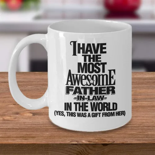 Miniatura 3 de Taza de café con texto en inglés "I Have the Most Awesome Father-in-Law in the World, regalo para cumpleaños, Navidad, día del padre, ideal