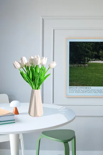 Miniatura 7 de SITUMEIZI 15 piezas de flores blancas artificiales, tulipanes artificiales de poliuretano de 14 pulgadas a granel para el hogar, cocina, Pascua