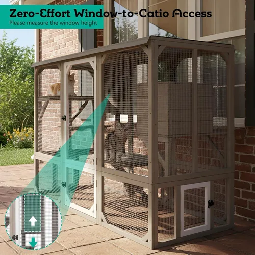 Miniatura 3 de Cercado Catio grande de 118" para gatos al aire libre, recintos para patio de gatos resistentes a la intemperie para múltiples gatos, jaula exterior