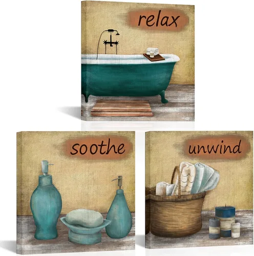 Zlove Decoración de pared de baño, relajarse, relajarse, calmar, arte de pared, impresión vintage para bañera de hidromasaje, decoración de inodoro,