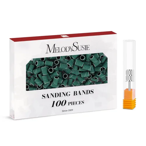 Miniatura 43 de MelodySusie - 100 bandas de lijado para brocas de uñas para lima eléctrica, de grano #80 grueso para limar uñas acrílicas, manicura y pedicura