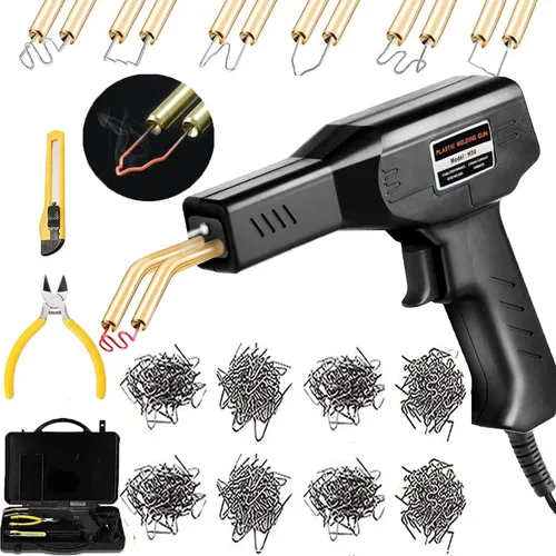 Kit de Soldadura de Plástico para Reparación de Parachoques de Coche, Kit de Soldadura con Grapadora Caliente, Soldador de Reparación de Plástico, 6