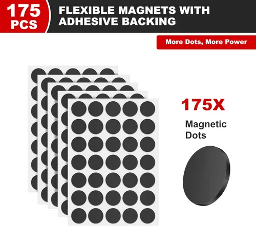 Miniatura 3 de 175 puntos magnéticos, puntos magnéticos autoadhesivos, cinta magnética adhesiva flexible, imanes fáciles de despegar y pegar con respaldo adhesivo
