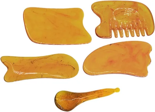 Miniatura 6 de HEALLILY Juego de 5 tablas de raspado de cera de abeja natural para herramienta de masaje Gua Sha en la cara, cuello, espalda, hombro, pierna, pie