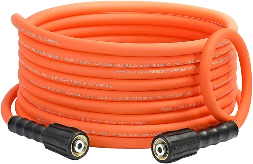 YAMATIC Manguera de lavado a presión de 25 pies, 1/4 de pulgada 3600 PSI Manguera de lavado eléctrico M22, flexible de alta presión resistente a