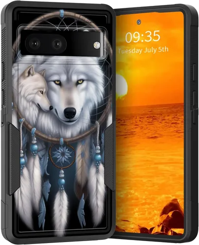 Miniatura 81 de Funda para Pixel 6A, Híbrida de Doble Capa de Servicio Pesado Resistente a Prueba de Golpes PC Duro + Funda Protectora de Silicona Suave para Google