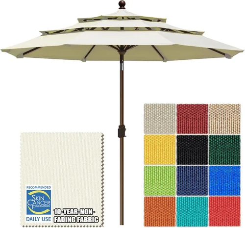 Miniatura 112 de EliteShade USA Sombrilla de Mercado de 10 Años Sin Decoloración de 9 Pies 3 Niveles Sombrilla de Patio Sombrilla de Mesa para Exteriores con Beige