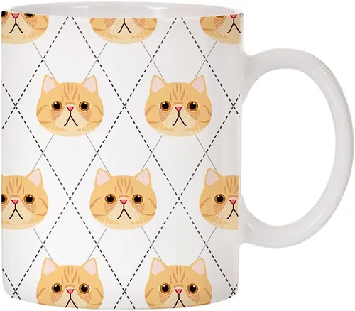 Miniatura 8 de Adorable Cat Breed Design Argyle Pattern Taza de café de cerámica (abisinian)