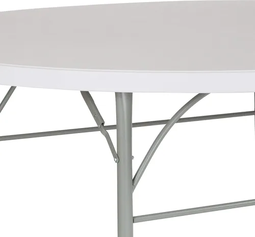 Miniatura 8 de BizChair Mesa plegable redonda de 6 pies de plástico blanco granito bi-Fold con mango