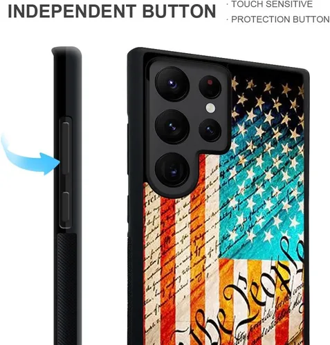 Miniatura 3 de ZHEGAILIAN Funda para Samsung Galaxy S22 Ultra - Diseño de bandera americana y Constitución de Estados Unidos, protección contra caídas para Bandera
