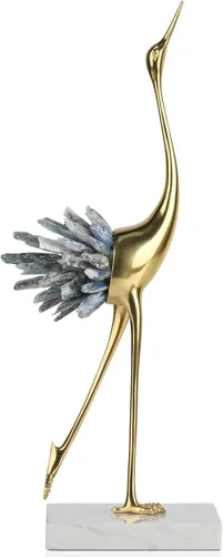 Suruim - Acentos de decoración dorados, estatuas de pájaros de latón, adornos de cristal modernos para sala de estar, dormitorio, escritorio de Azul