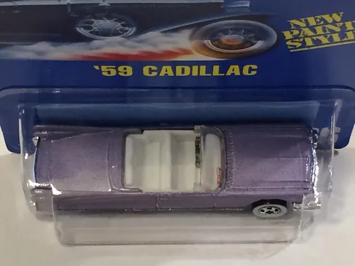 Miniatura 3 de #266 '59 Cadillac Luz Púrpura Blanco Pared Ruedas Básicas Coche Coleccionable Coche Mattel Hot Wheels