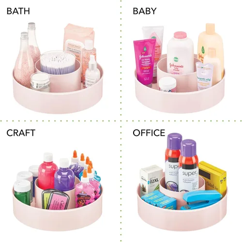 Miniatura 8 de mDesign Bandeja de almacenamiento redonda de plástico Lazy Susan, organizador giratorio para maquillaje, cosméticos, esmalte de uñas, vitaminas