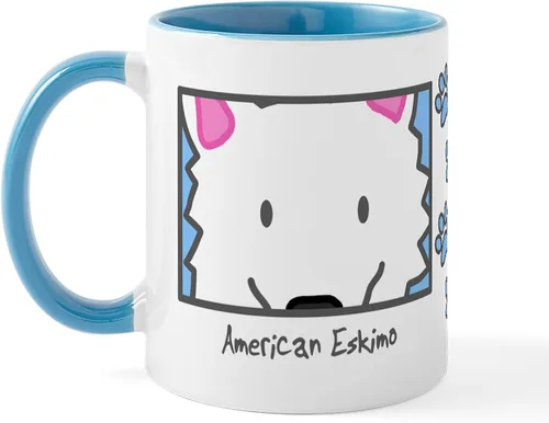 Miniatura 49 de CafePress Taza de café de cerámica Anime American Eskimo de 11 oz (11.0 fl oz)
