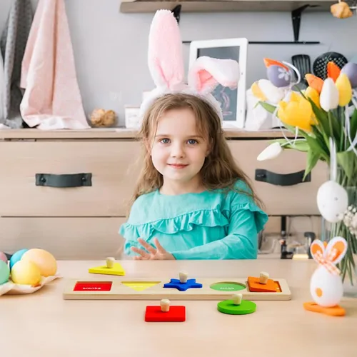 Miniatura 7 de Primer Rompecabezas de Formas de Madera con Perillas Jumbo para Niños Pequeños de 1-3, Juguetes de Rompecabezas Montessori para Niños de 1-2 Años