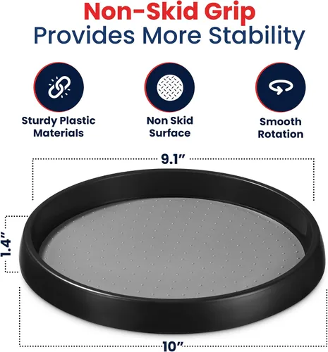 Miniatura 3 de Oizeir Lazy Susan de 10 pulgadas (juego de 4) – Plataforma giratoria antideslizante para gabinete para maximizar el almacenamiento y simplificar
