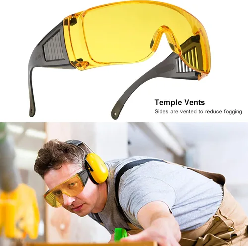 Miniatura 5 de Gafas de Tiro Sobre Anteojos, Gafas de Seguridad Antivaho Sobre Anteojos de Prescripción OTG Lentes amarillos