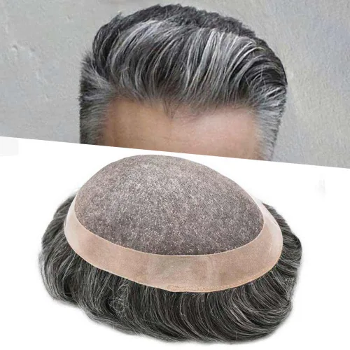 Miniatura 58 de Mens Toupee Hair Piece For Men Fine Mono Men Hair System Toupee For Men Hair Piece Real Human Hair System For Men Protesis Capilar Para Hombre 6x9