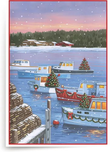 Miniatura 24 de Red Farm Studios Designer Greetings - Tarjetas de Navidad en caja, diseño de hombre de arena de playa con gaviotas