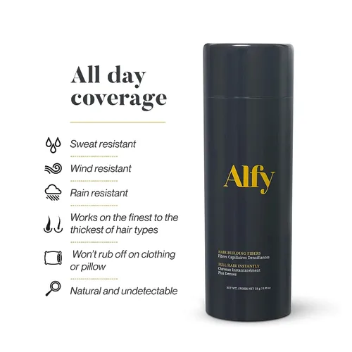 Miniatura 7 de Alfy Kit de iniciación – Fibras capilares para adelgazar el cabello – Fibras de queratina de primera calidad para hombres y mujeres – Fibras