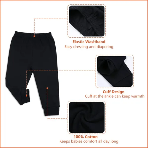 Miniatura 4 de SOBOWO Pantalones deportivos sólidos para bebé, unisex, de algodón, para recién nacidos, niñas de 0 a 24 meses