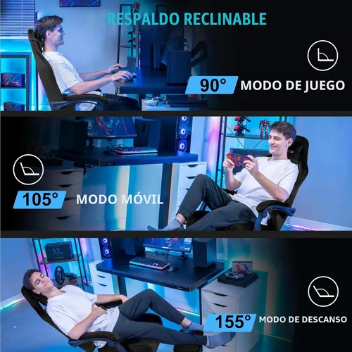 Miniatura 7 de GTPLAYER Silla de juegos de tela con cojín de resorte de bolsillo, sillas de juegos grandes y altas, silla de computadora de respaldo alto de 350