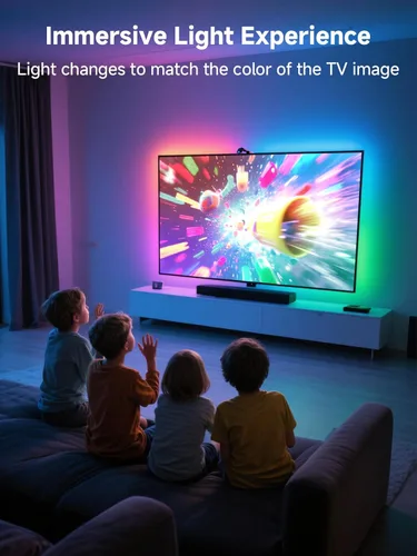 Miniatura 4 de GIPOYENT Retroiluminación LED para TV con cámara, luces de sincronización de pantalla RGBIC de 10.5 pies para televisores y monitores de PC de 32 a