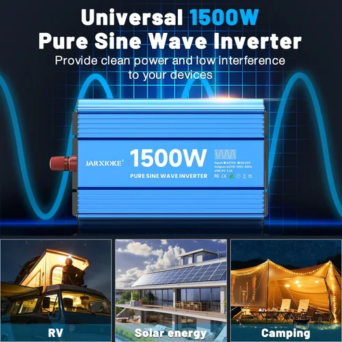 Miniatura 2 de Inversor de potencia de onda sinusoidal pura de 1500 vatios, 12 Vdc a 110 Vdc a 120 Vdc, para sistemas solares domésticos, vehículos recreativos