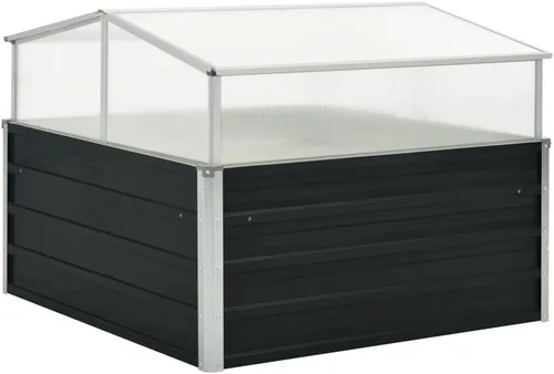 Invernadero antracita de 39.4 x 39.4 x 30.3 pulgadas, acero galvanizado, cama de jardín elevada, macetas al aire libre para jardín de hierbas de