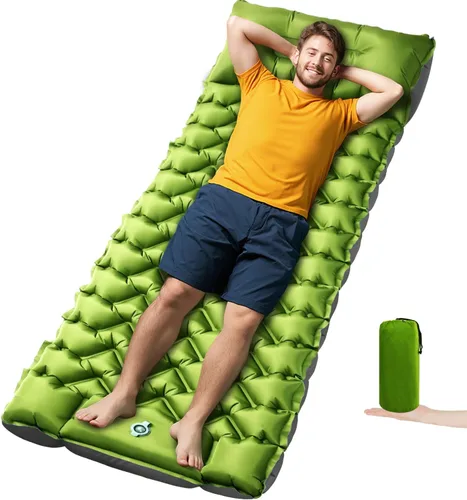 Miniatura 12 de Almohadilla de dormir para camping Oramoose, colchón inflable ultraligero de 4 pulgadas de grosor con almohada, almohadilla de dormir con bomba