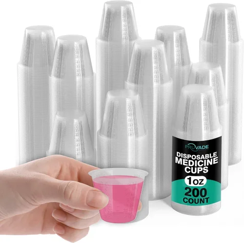 Paquete de 200 vasos medicinales desechables de 1 onza con líneas de dosificación graduadas para píldoras o líquidos, paquete de 200 unidades a
