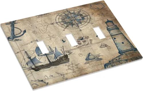 Miniatura 688 de Placa Decorativa de Pared de Granja Rústica con Cuerno de Madera para Puerta de Granero 1 Banda Duplex Cubiertas de Toma Eléctrica Soltera