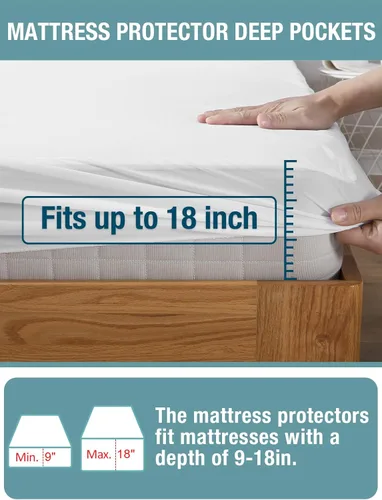 Miniatura 4 de Bedecor Protector de colchón impermeable Queen, funda a prueba de orina y líquidos para mascotas, ancianos e incontinencia, bolsillo profundo